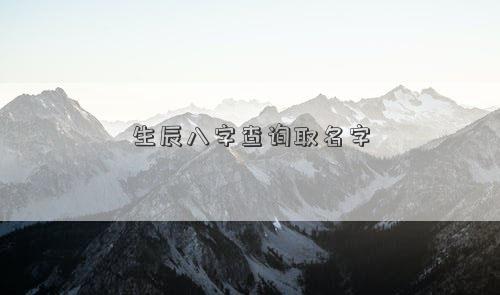 生辰八字查询取名字