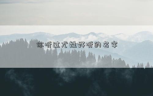 你听过尤姓好听的名字