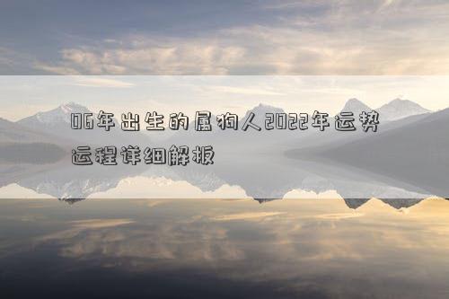 06年出生的属狗人2022年运势运程详细解板