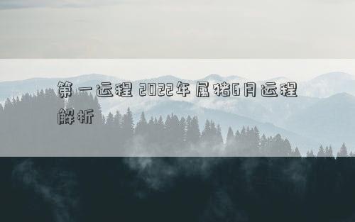 第一运程 2022年属猪6月运程解析