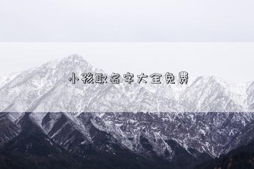 小孩取名字大全免费