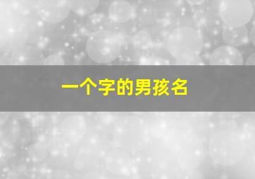 一个字的男孩名,一个字的男孩名字大全