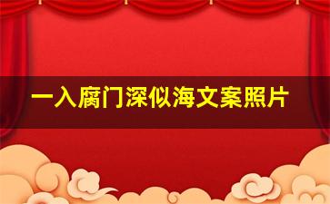 一入腐门深似海文案照片