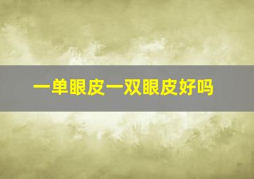 一单眼皮一双眼皮好吗,一单一双眼皮的人