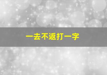 一去不返打一字,今日一去不复返打一汉字