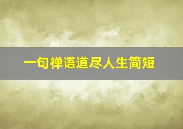 一句禅语道尽人生简短,禅语感悟人生的句子