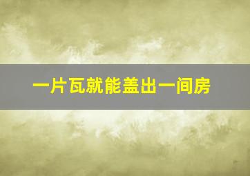 一片瓦就能盖出一间房,一片瓦还是一块瓦