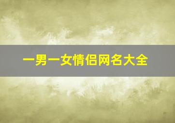 一男一女情侣网名大全,一男一女的情侣网名