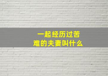 一起经历过苦难的夫妻叫什么,一起经历磨难的夫妻叫什么