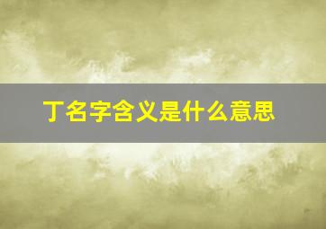 丁名字含义是什么意思,丁在名字中的意思