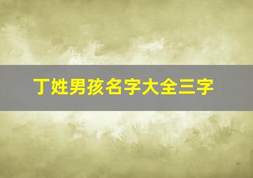 丁姓男孩名字大全三字,丁字姓名男孩三个字