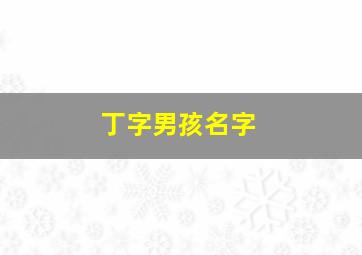 丁字男孩名字,男孩姓丁取什么名字好