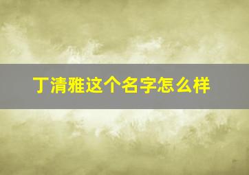 丁清雅这个名字怎么样,丁雅轩名字的含义