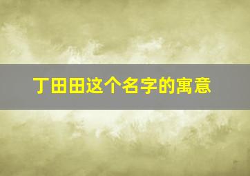 丁田田这个名字的寓意