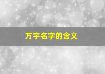 万宇名字的含义,万宇名字的含义及寓意