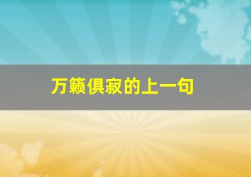 万籁俱寂的上一句,花鸟鱼虫被光与尘凝固