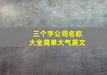 三个字公司名称大全简单大气英文,三个字的公司名称大全简单大气