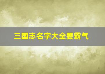 三国志名字大全要霸气,三国志好听的名字大全