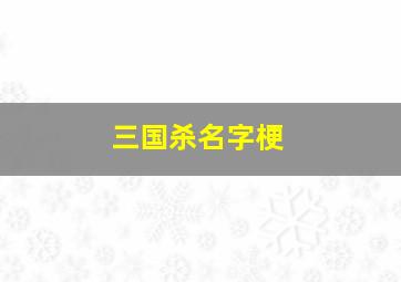 三国杀名字梗,三国杀里好听的名字