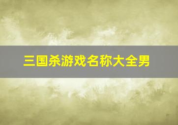 三国杀游戏名称大全男,三国杀游戏名字大全搞笑