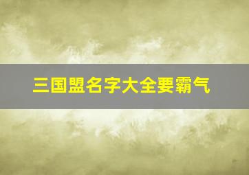 三国盟名字大全要霸气,好听的三国盟名字