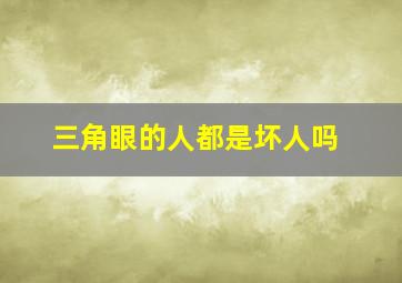 三角眼的人都是坏人吗,三角眼的人都很坏吗