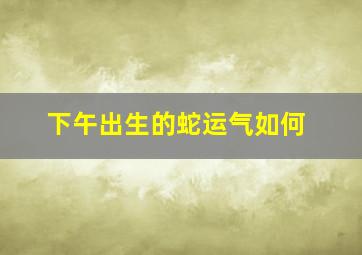 下午出生的蛇运气如何,属蛇人最苦命出生时辰