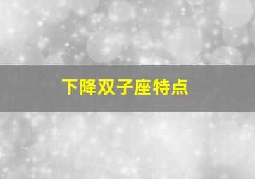 下降双子座特点