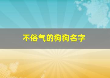 不俗气的狗狗名字,有什么好听的狗的名字洋气一点的