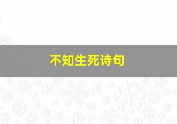 不知生死诗句,生死不分离的诗句