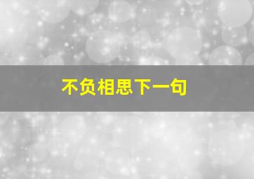 不负相思下一句,不负相思下一句怎么说