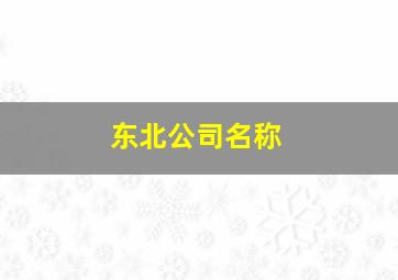 东北公司名称,东北公司名称大全