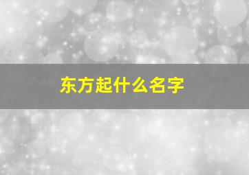 东方起什么名字,东方起什么名字好听