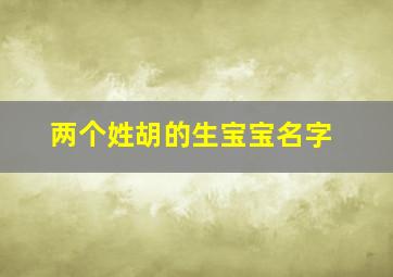 两个姓胡的生宝宝名字,全国姓胡最好听的名字两个字