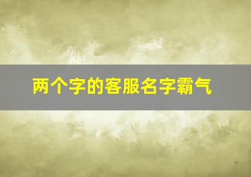 两个字的客服名字霸气,两个字的客服名字霸气女