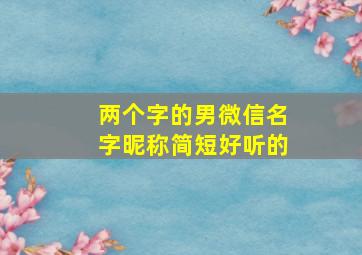 两个字的男微信名字昵称简短好听的,两个字的男微信网名