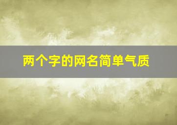 两个字的网名简单气质,两个字的网名有气质