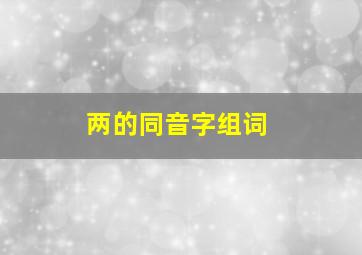 两的同音字组词,两字同音字