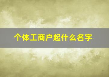 个体工商户起什么名字,个体工商户取名字参考