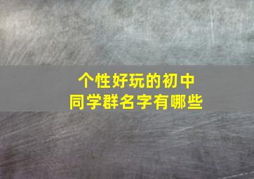 个性好玩的初中同学群名字有哪些,初中同学群名字大全霸气