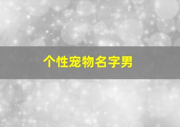 个性宠物名字男,宠物名字霸气独特