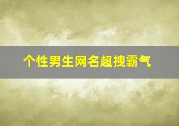 个性男生网名超拽霸气,个性男生网名大全