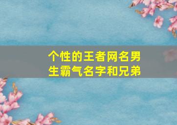 个性的王者网名男生霸气名字和兄弟,王者网名男生霸气冷酷好听