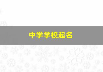 中学学校起名,中学学校起名规则