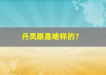 丹凤眼是啥样的？,丹凤眼长啥样?