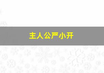 主人公严小开,主角严小开的小说