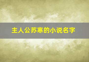 主人公苏寒的小说名字,苏寒是主角的小说