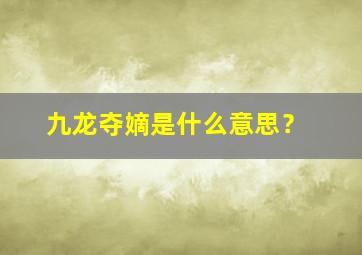 九龙夺嫡是什么意思？