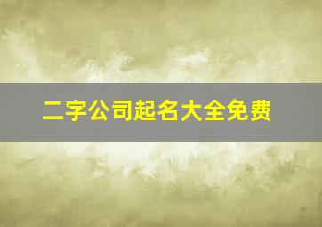 二字公司起名大全免费,二字公司起名大全集