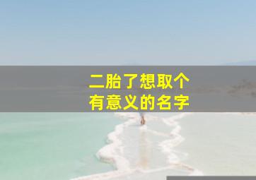 二胎了想取个有意义的名字,二胎了想取个有意义的名字怎么取